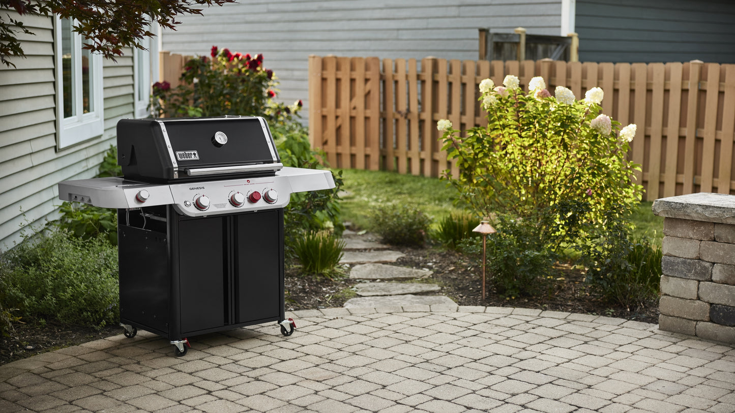 Weber Genesis E-335C BBQ with Cast Iron Grill Grates and Side Burner