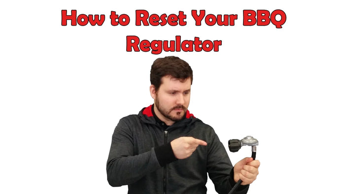 Man pointing at BBQ Regulator