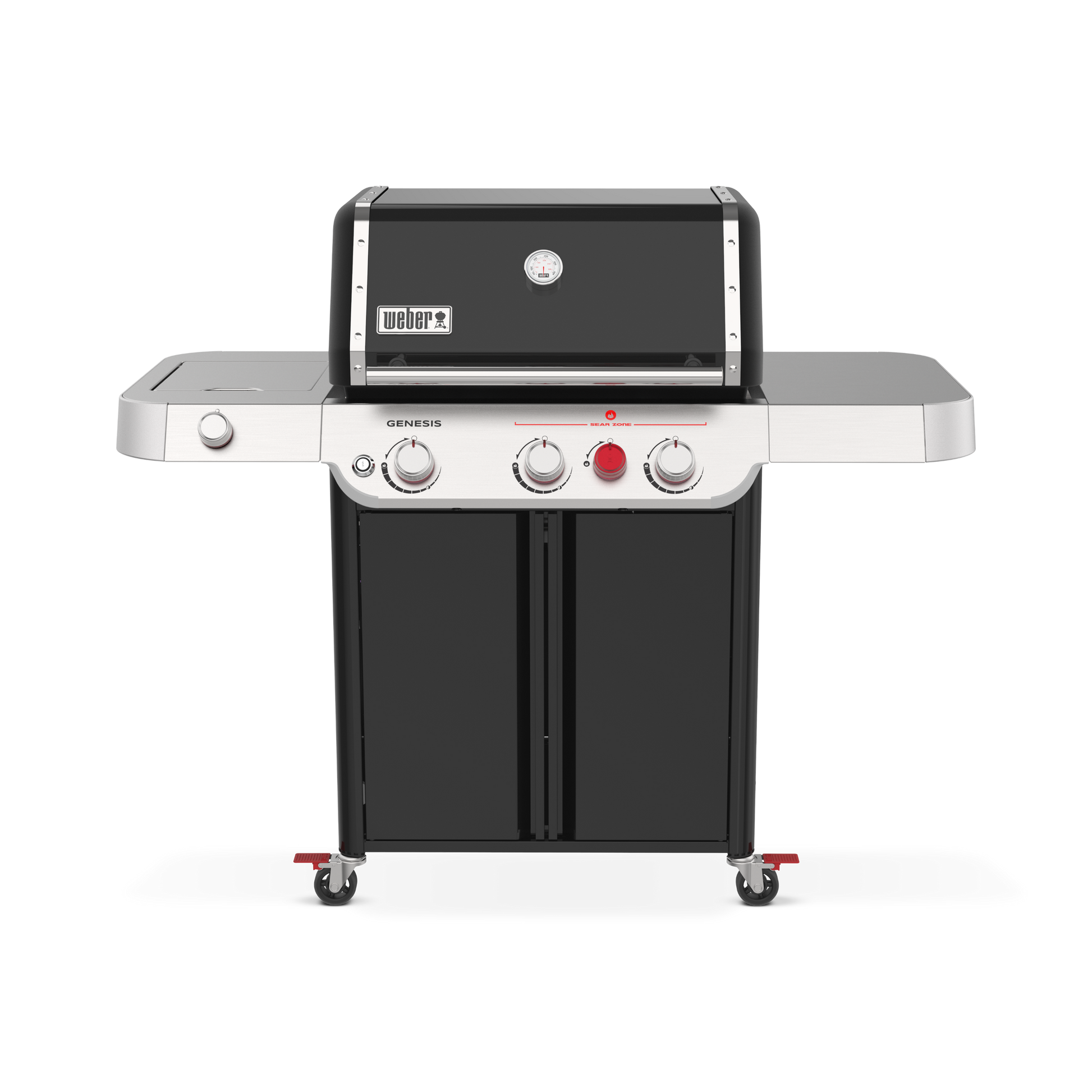 Weber Genesis E-335C BBQ with Cast Iron Grill Grates and Side