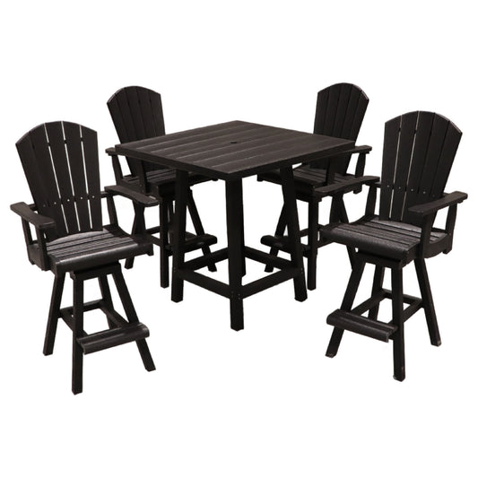 CR Plastics 40" Sq Pub Table with Swivel Chairs Set