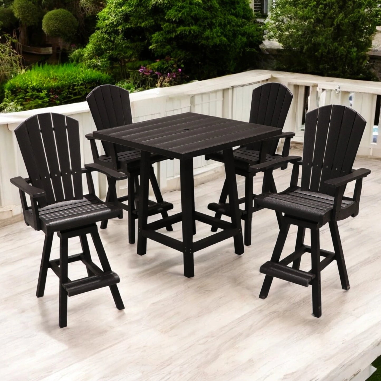 CR Plastics 40" Sq Pub Table with Swivel Chairs Set