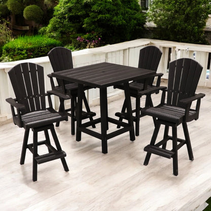 CR Plastics 40" Sq Pub Table with Swivel Chairs Set