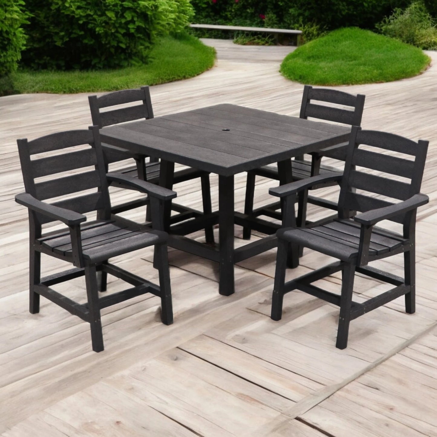 CR Plastics 40" Square Dining Table with Napa Arm Chairs Set