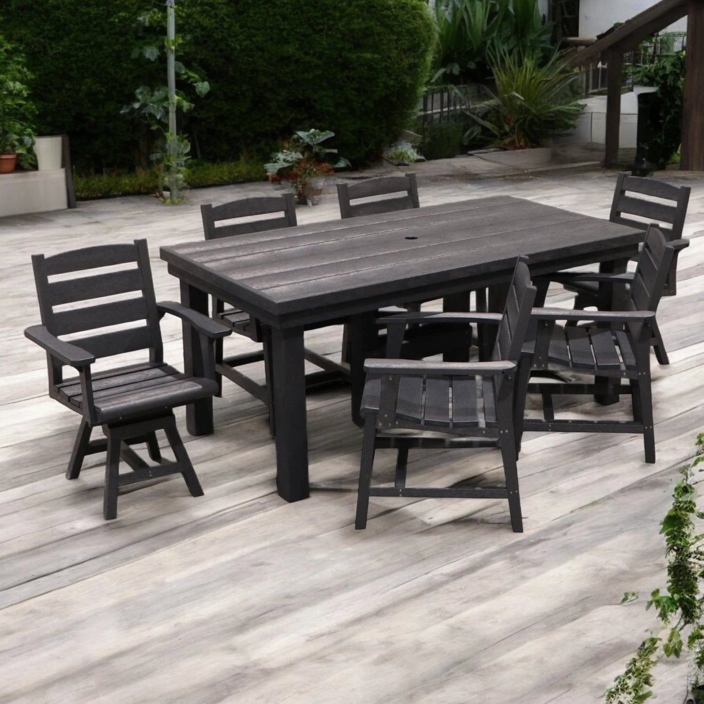 CR Plastics 72" Napa Dining Table with Arm Chairs Set