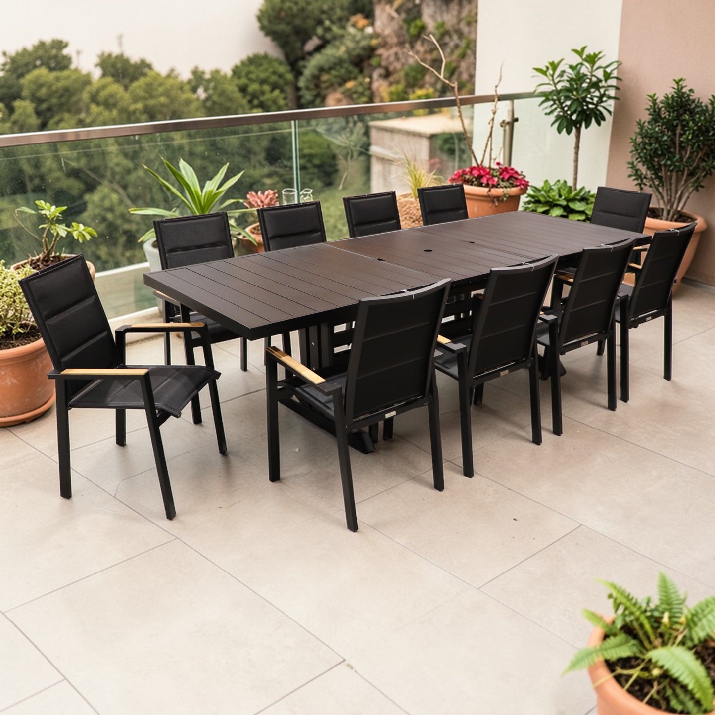 Exterior Elements IIILeg Expandable Table with Kingston Chair Dining Set