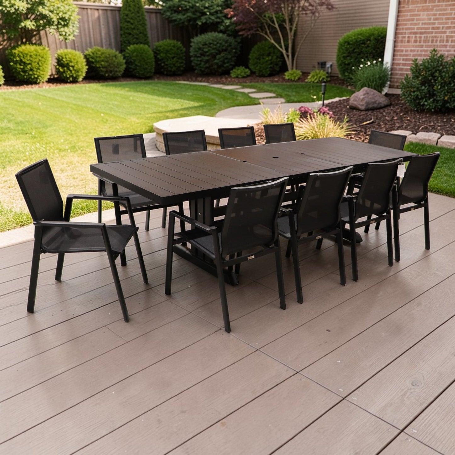 Exterior Elements IIILeg Expandable Table with Ron Chair Dining Set