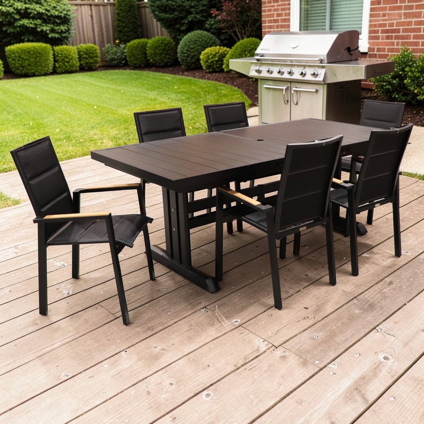 Exterior Elements IIILeg Expandable Table with Kingston Chair Dining Set