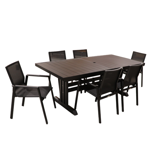 Exterior Elements IIILeg Expandable Table with Ron Chair Dining Set