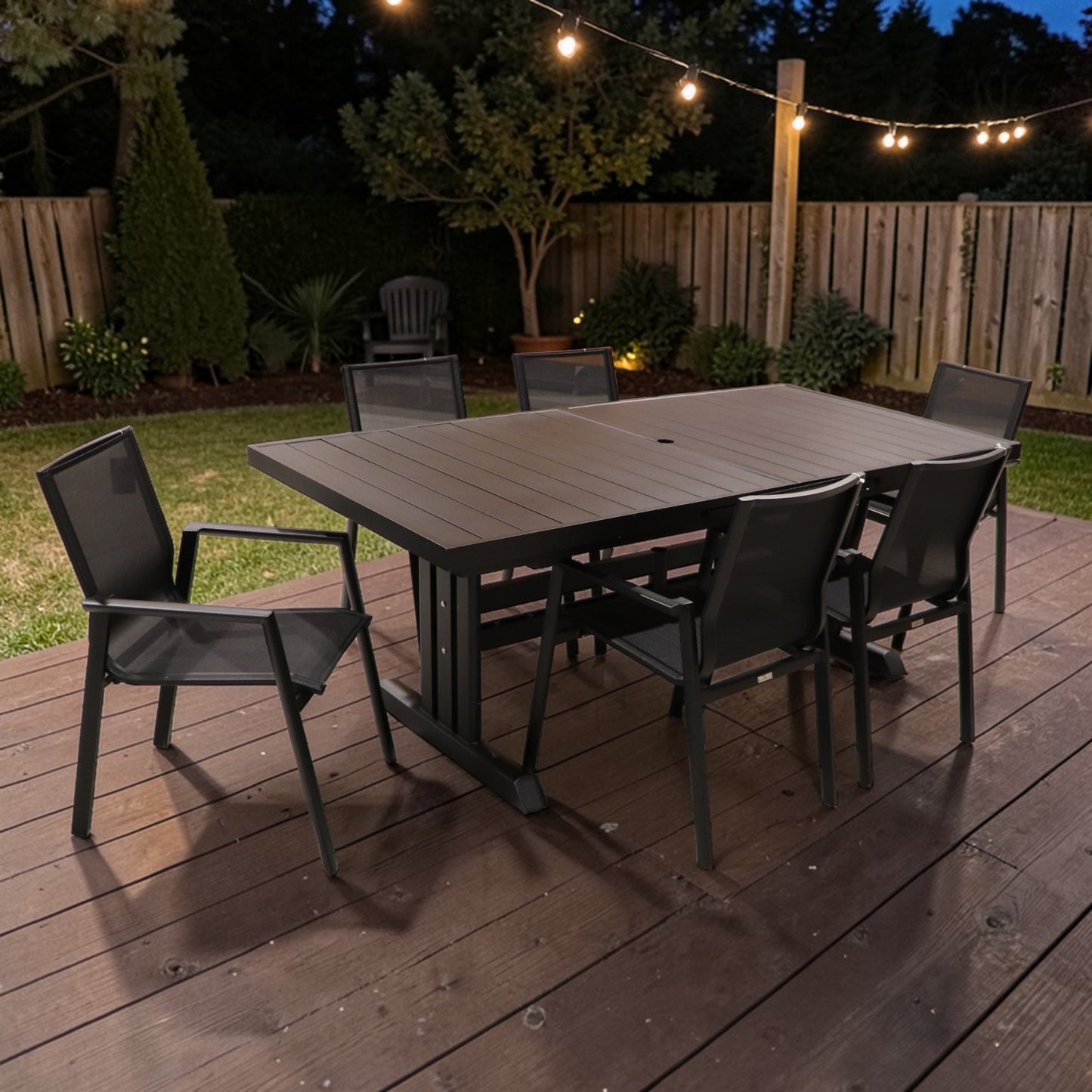 Exterior Elements IIILeg Expandable Table with Ron Chair Dining Set