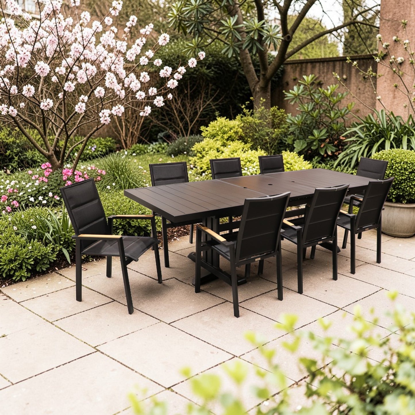 Exterior Elements IIILeg Expandable Table with Kingston Chair Dining Set