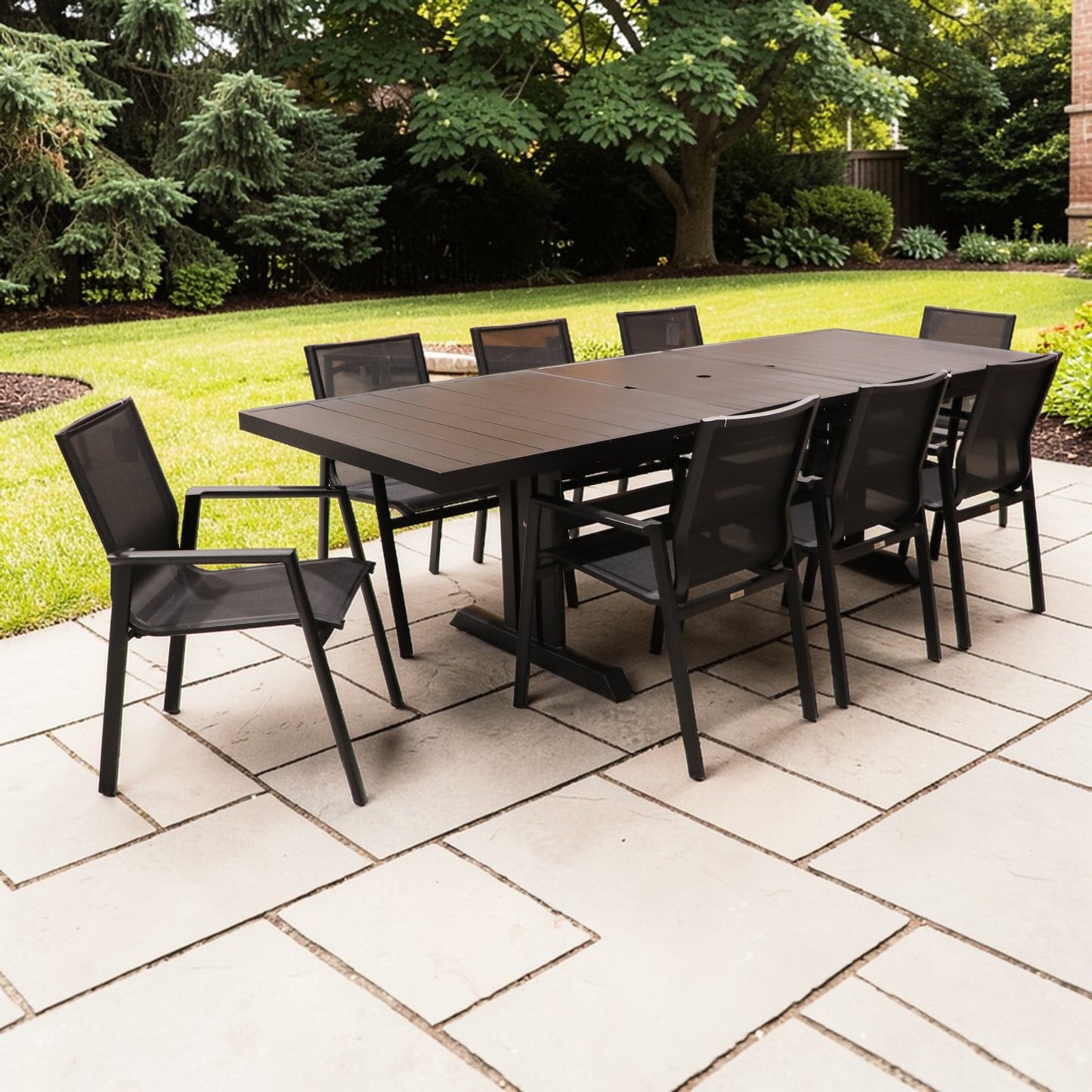 Exterior Elements IIILeg Expandable Table with Ron Chair Dining Set