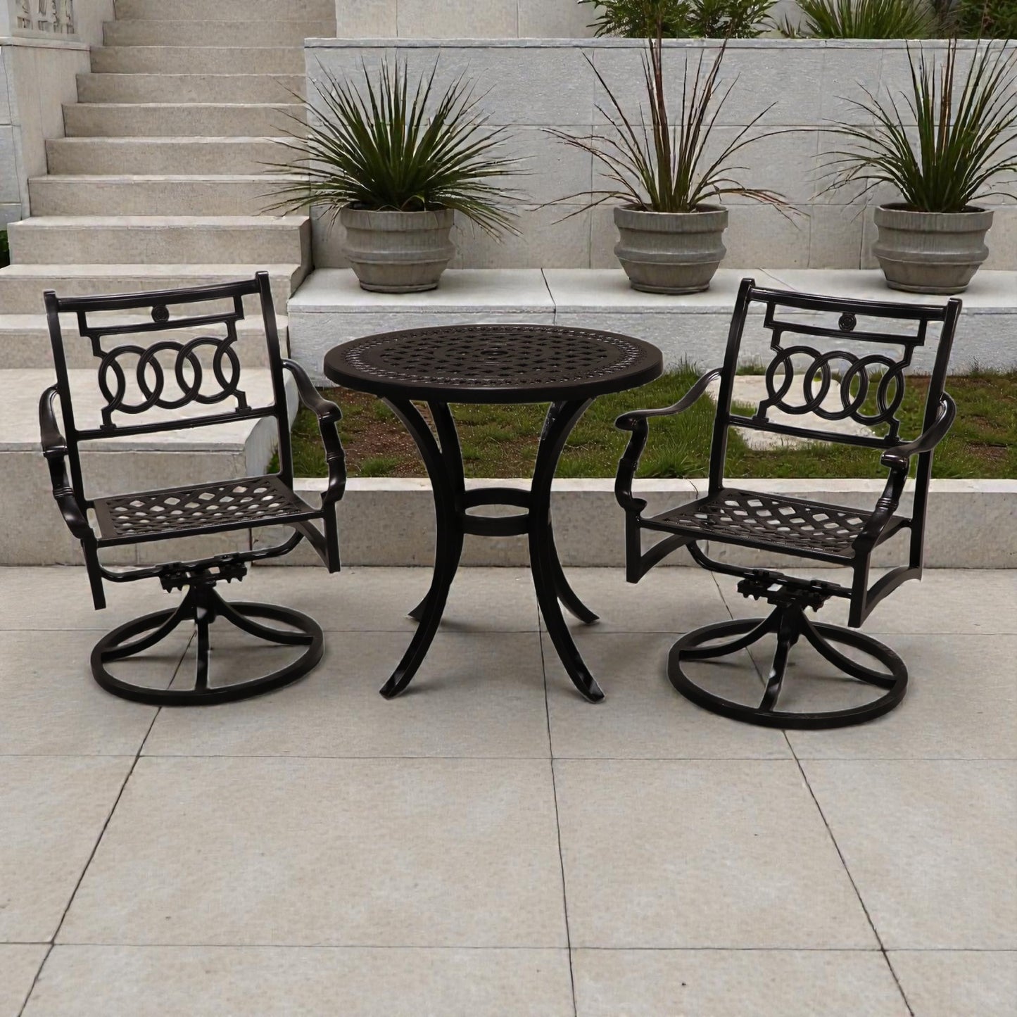 Cabana Coast 30" Pure Table with Verona Swivel Dining Chairs Set