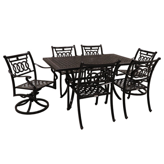 Cabana Coast 60" x 36" Pure Table with Verona Dining and Swivel Chairs Set