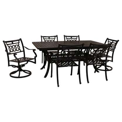 Cabana Coast 72" Pure Table with Verona Dining and Swivel Chairs Set