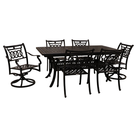 Cabana Coast 72" Pure Table with Verona Dining and Swivel Chairs Set