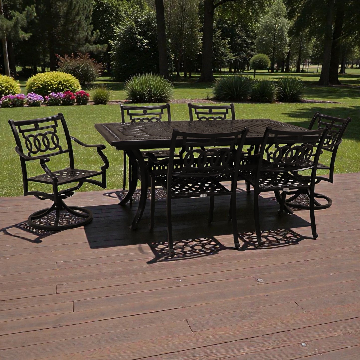 Cabana Coast 72" Pure Table with Verona Dining and Swivel Chairs Set