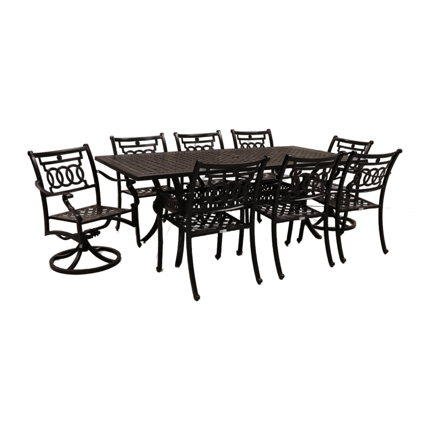 Cabana Coast 84" Pure Table with Verona Dining and Swivel Chairs Set