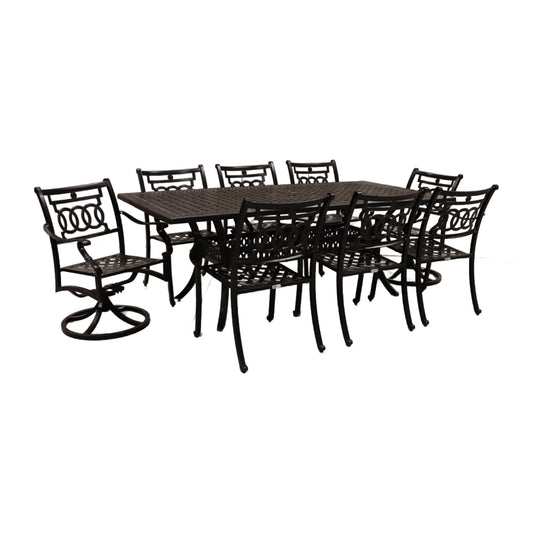 Cabana Coast 84" Pure Table with Verona Dining and Swivel Chairs Set