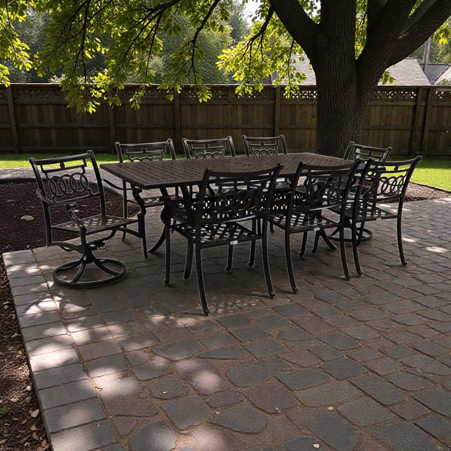 Cabana Coast 84" Pure Table with Verona Dining and Swivel Chairs Set