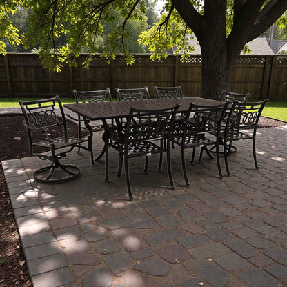 Cabana Coast 84" Pure Table with Verona Dining and Swivel Chairs Set