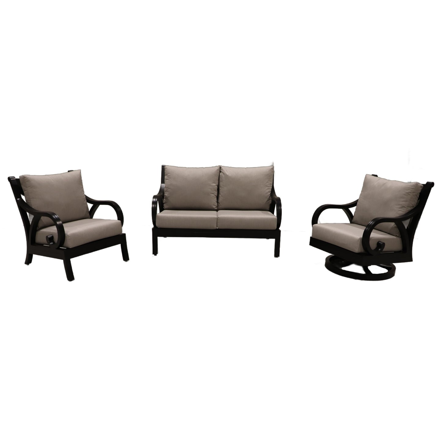Cabana Coast Milano Loveseat with Chair and Swivel Set