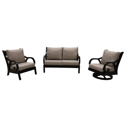 Cabana Coast Milano Loveseat with Chair and Swivel Set