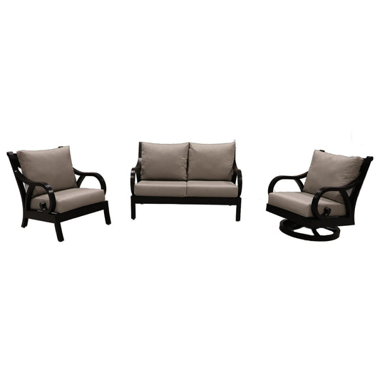 Cabana Coast Milano Loveseat with Chair and Swivel Set