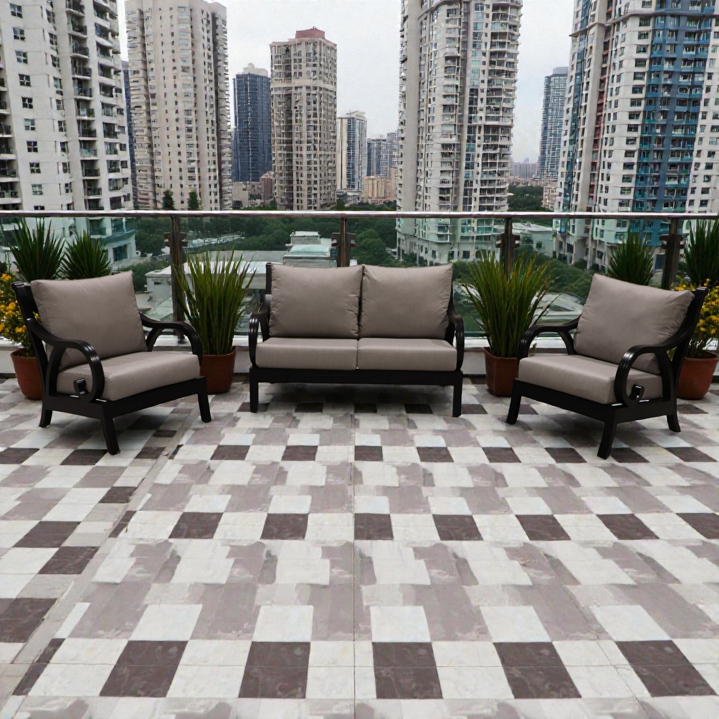 Cabana Coast Milano Loveseat with Chairs Set