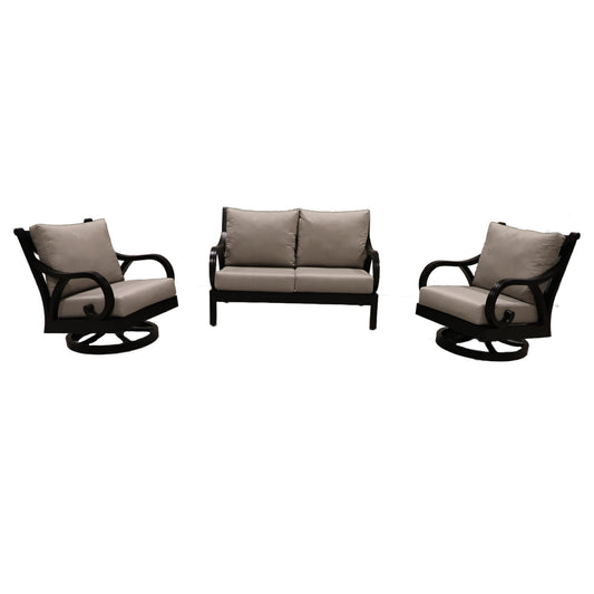 Cabana Coast Milano Loveseat with Swivel Chairs Set