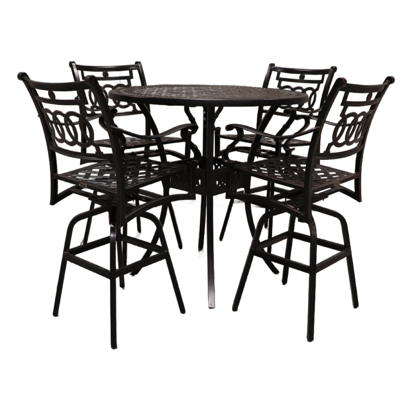 Cabana Coast 42" Pure Bar Table with Verona Swivel Bar Chairs Set