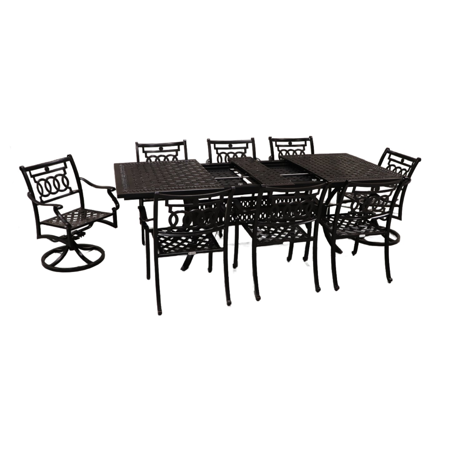 Cabana Coast Pure Extension Table with Verona Dining and Swivel Chairs Set
