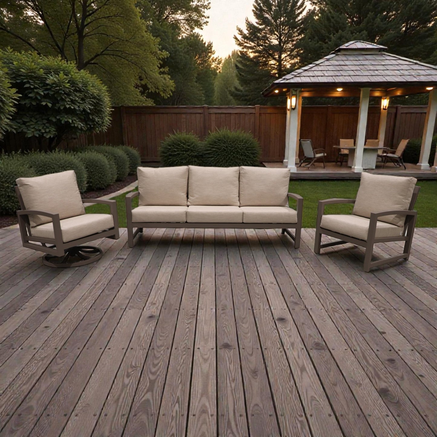 Cabana Coast Venice Sofa with Chair and Swivel Set