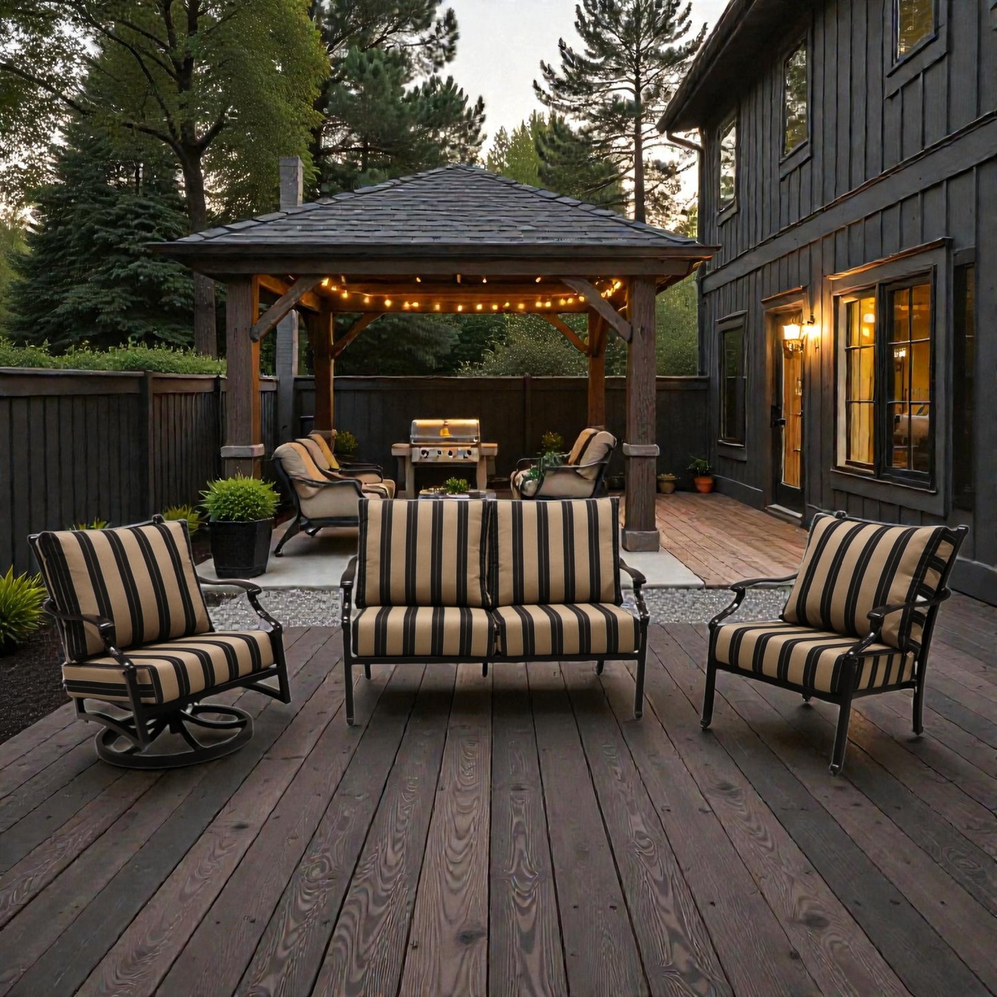 Cabana Coast Verona Loveseat with Chair and Swivel Set