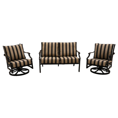 Cabana Coast Verona Loveseat with Swivel Chairs Set