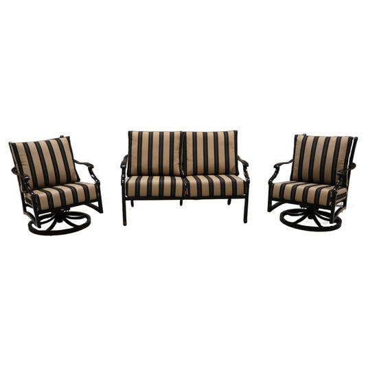 Cabana Coast Verona Loveseat with Swivel Chairs Set