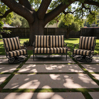 Cabana Coast Verona Loveseat with Swivel Chairs Set