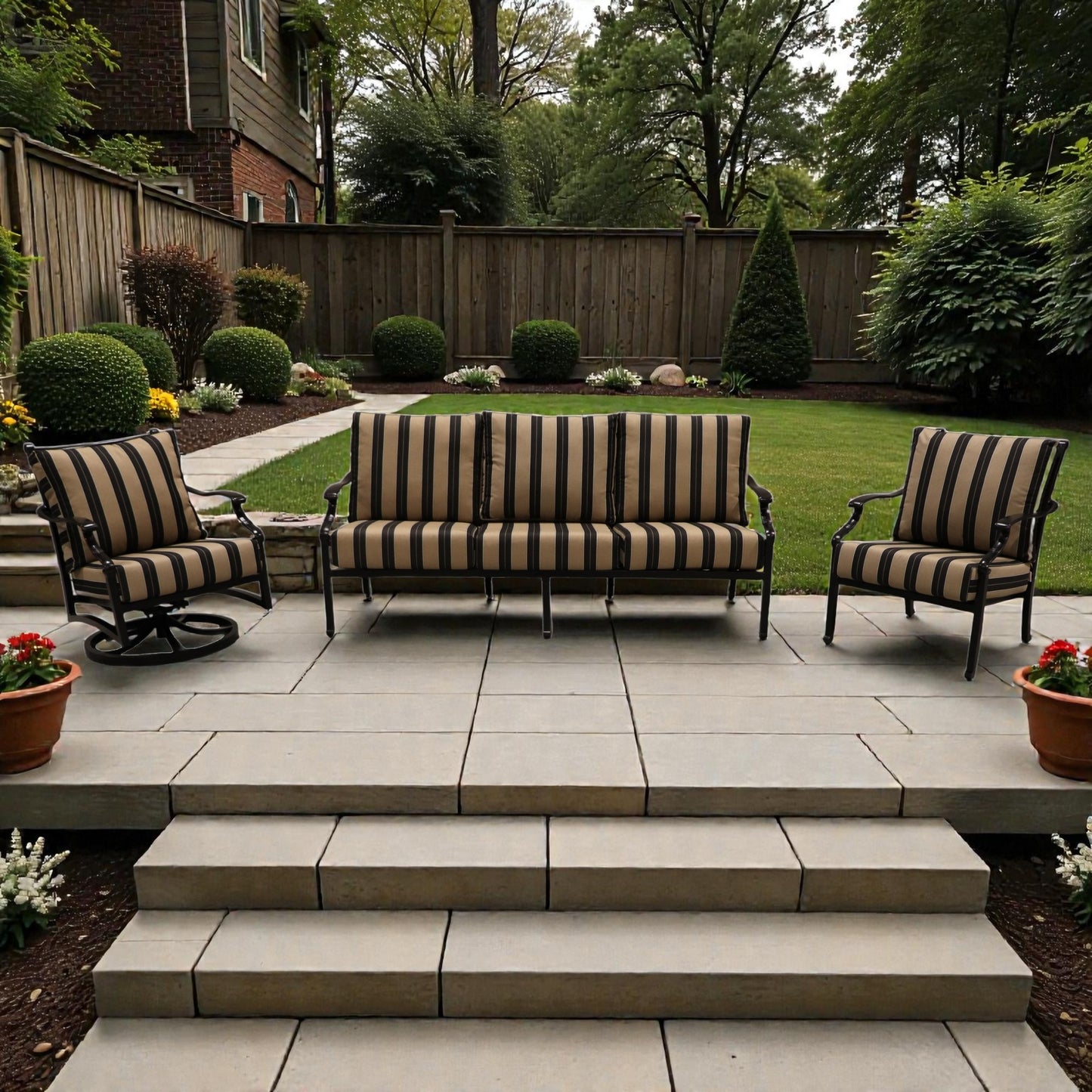 Cabana Coast Verona Sofa with Chair and Swivel Set