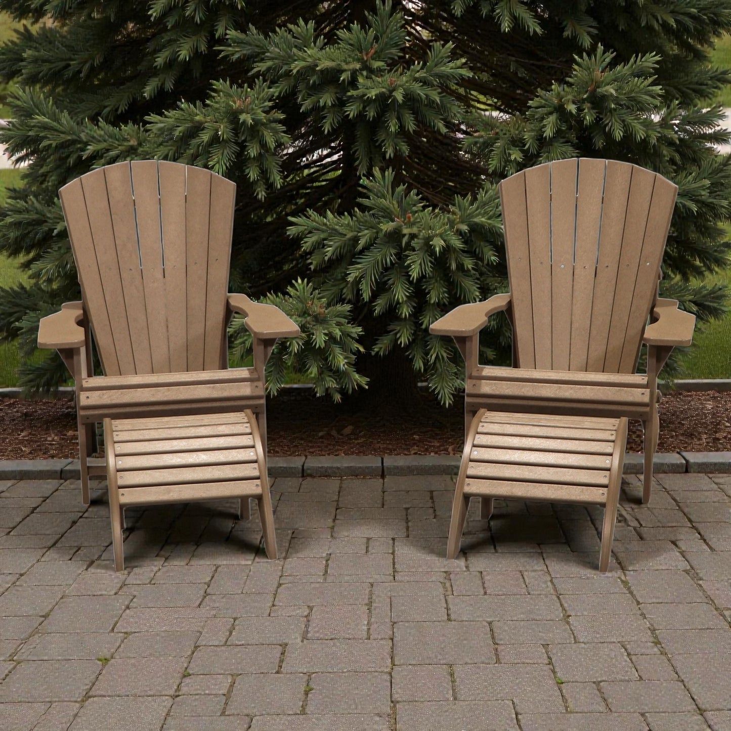 CRPlastics C01 Adirondack Chair Pair with F01 Footstool Pair