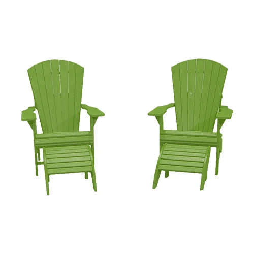 CRPlastics C01 Adirondack Chair Pair with F01 Footstool Pair
