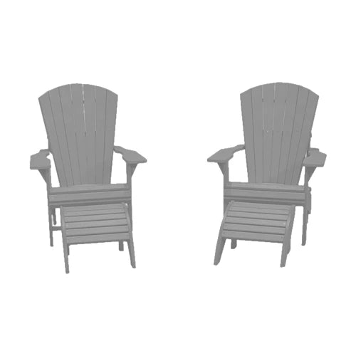 CRPlastics C01 Adirondack Chair Pair with F01 Footstool Pair