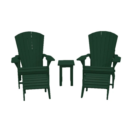 CRPlastics C01 Adirondack Chair Pair with F01 Footstools and T01 Small Table
