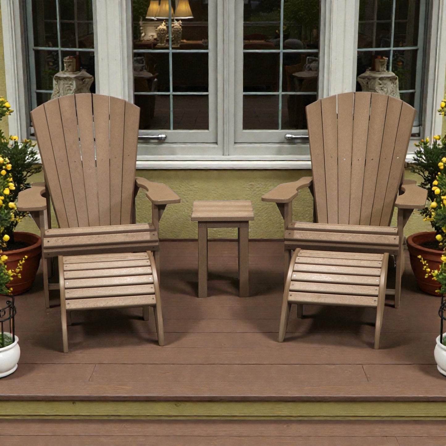 CRPlastics C01 Adirondack Chair Pair with F01 Footstools and T01 Small Table