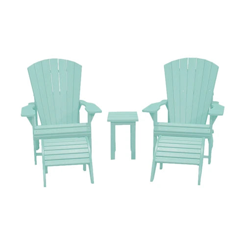 CRPlastics C01 Adirondack Chair Pair with F01 Footstools and T01 Small Table