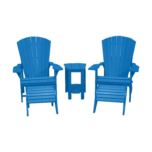 CRPlastics C01 Adirondack Chair Pair with F01 Footstools and T04 Addy Side Table