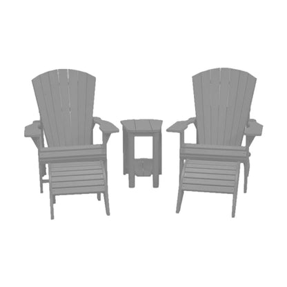 CRPlastics C01 Adirondack Chair Pair with F01 Footstools and T04 Addy Side Table