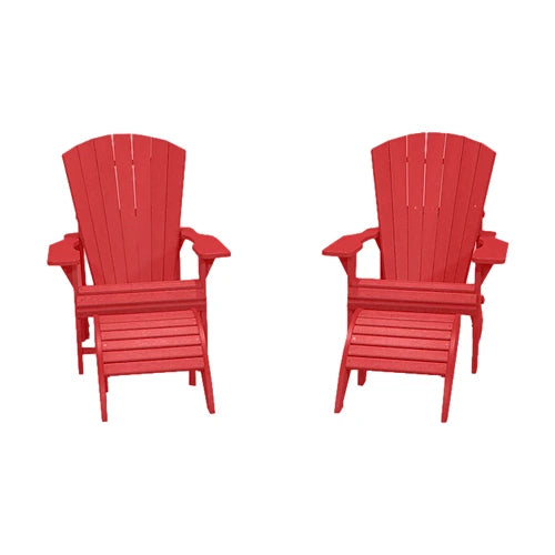 CRPlastics C03 Upright Adirondack Chair Pair with F01 Footstool Pair