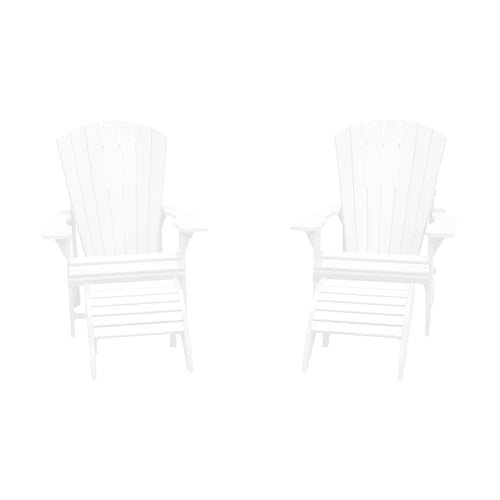 CRPlastics C03 Upright Adirondack Chair Pair with F01 Footstool Pair