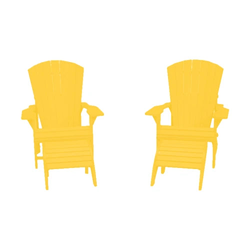 CRPlastics C03 Upright Adirondack Chair Pair with F01 Footstool Pair