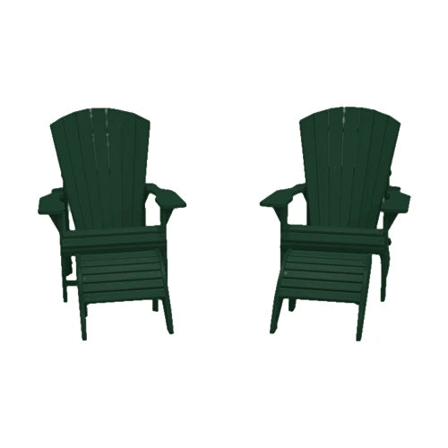 CRPlastics C03 Upright Adirondack Chair Pair with F01 Footstool Pair