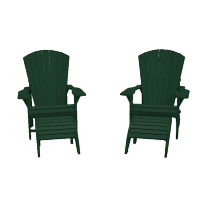 CRPlastics C03 Upright Adirondack Chair Pair with F01 Footstool Pair